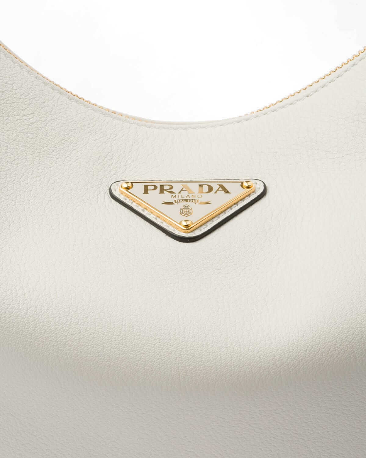 Prada Arqué Large Leather Shoulder Bag - White