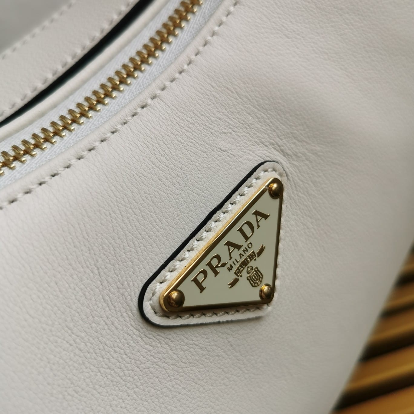 Prada Arqué Large Leather Shoulder Bag - White