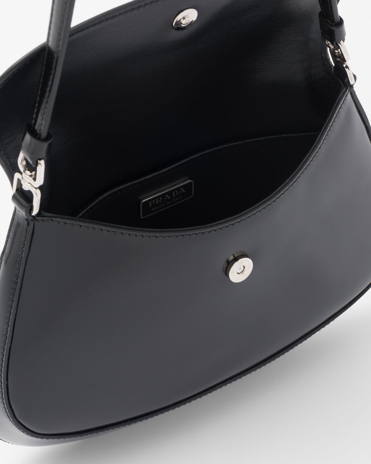 Prada Cleo Mini Leather Shoulder Bag with Flap - Black