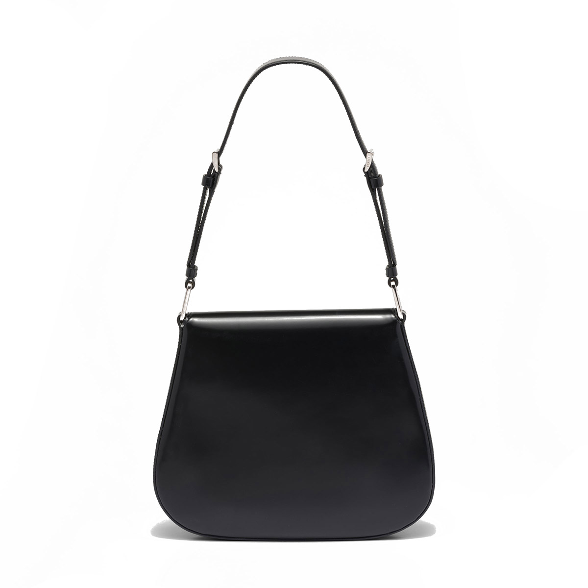 Prada Cleo Medium Leather Shoulder Bag with Flap - Black