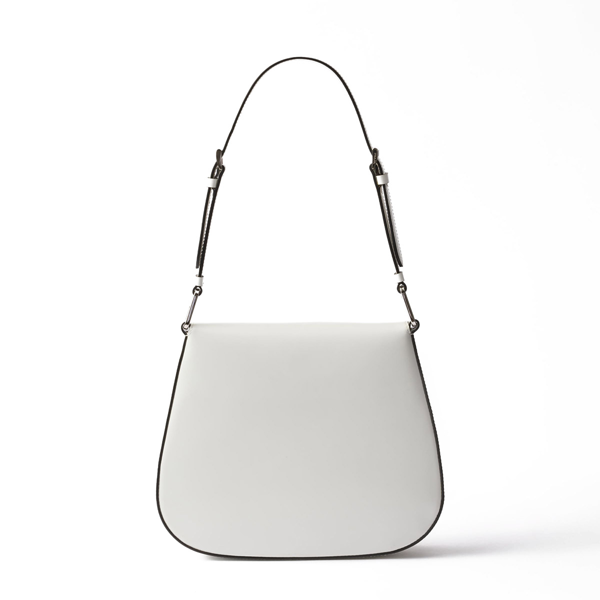 Prada Cleo Medium Leather Shoulder Bag with Flap - White