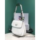 Prada Cleo Medium Leather Shoulder Bag with Flap - White