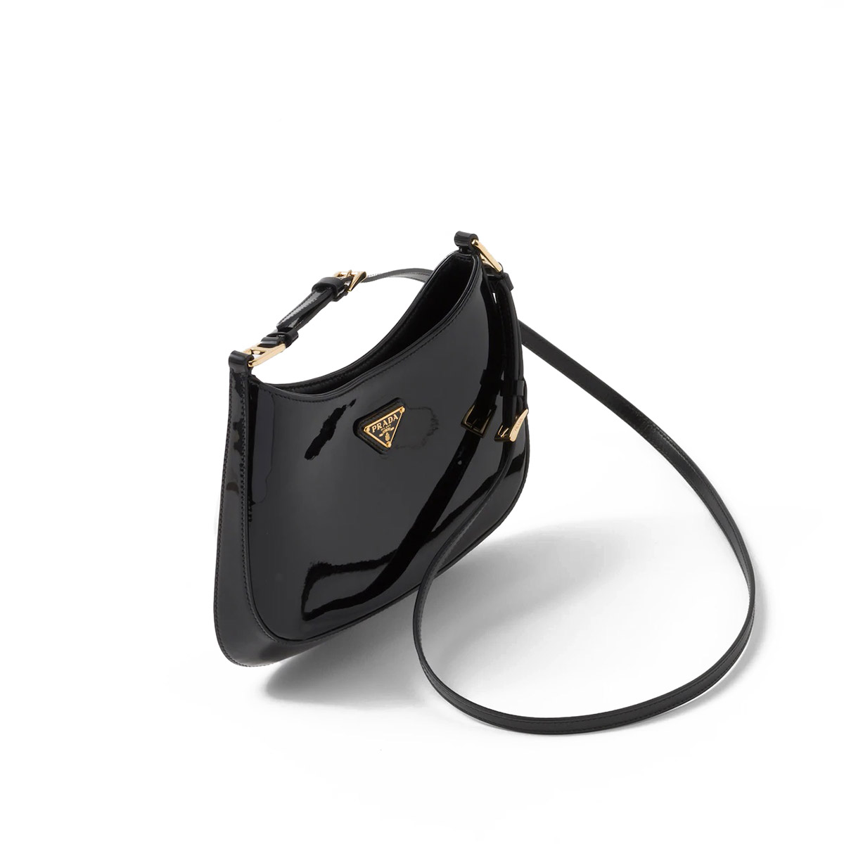 Prada Cleo Patent Leather Shoulder Bag - Black