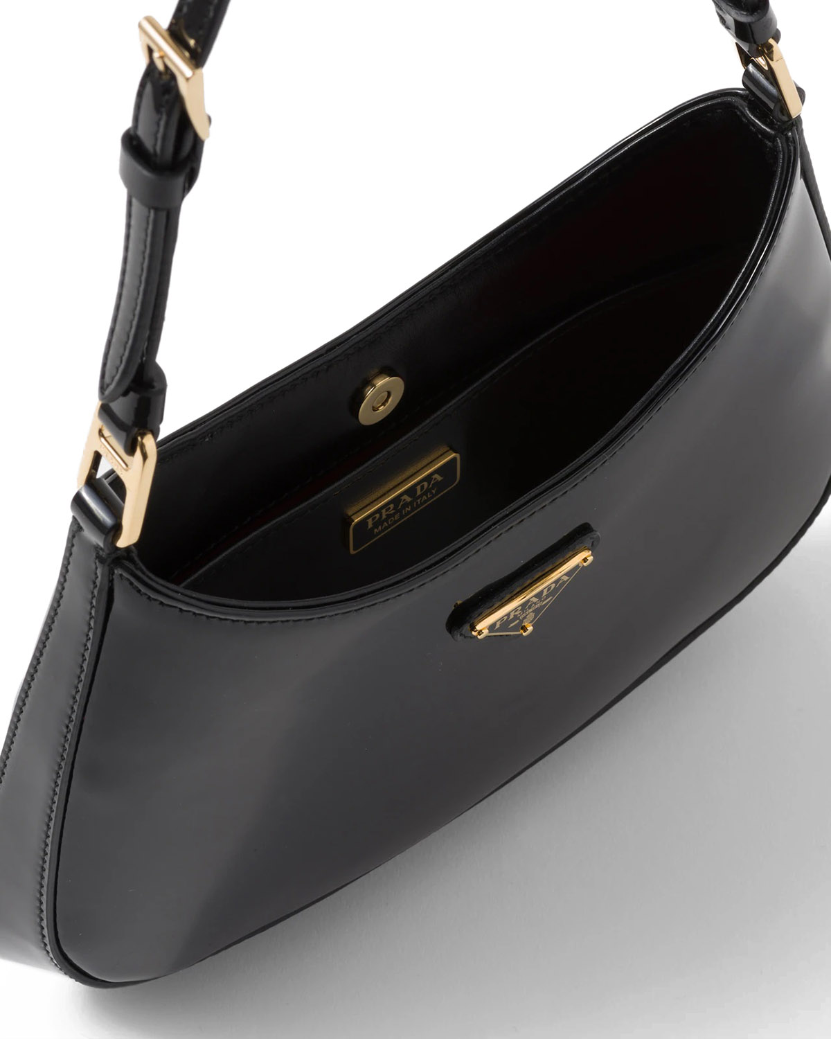 Prada Cleo Patent Leather Shoulder Bag - Black