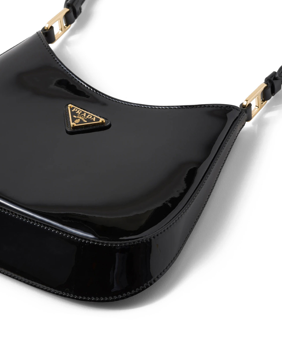 Prada Cleo Patent Leather Shoulder Bag - Black