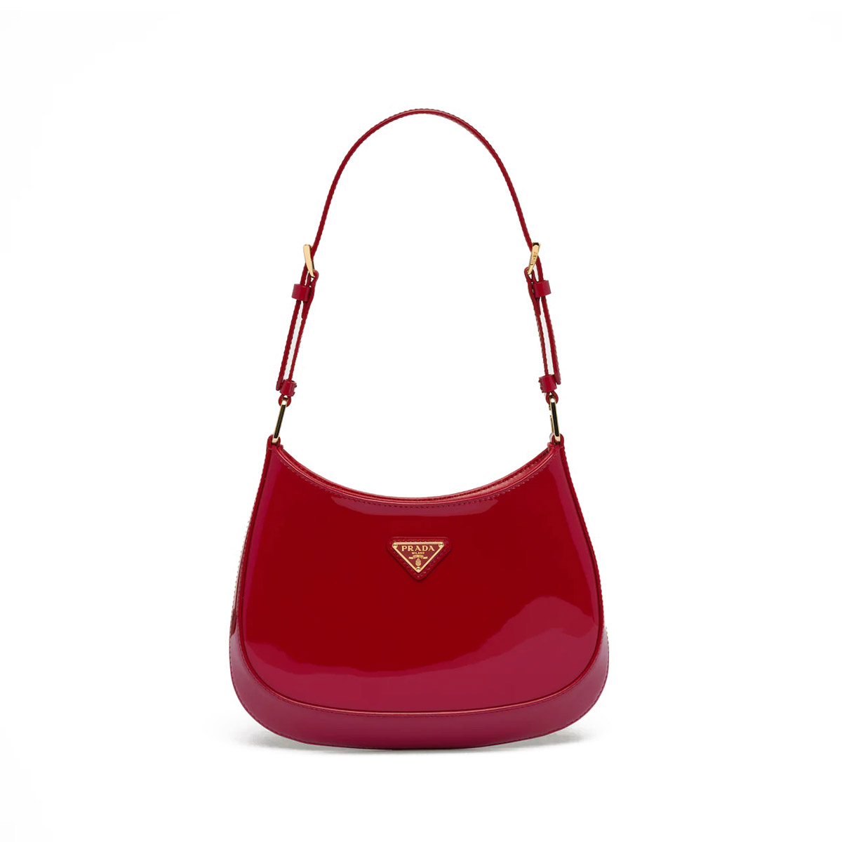 Prada Cleo Patent Leather Shoulder Bag - Cherry Red