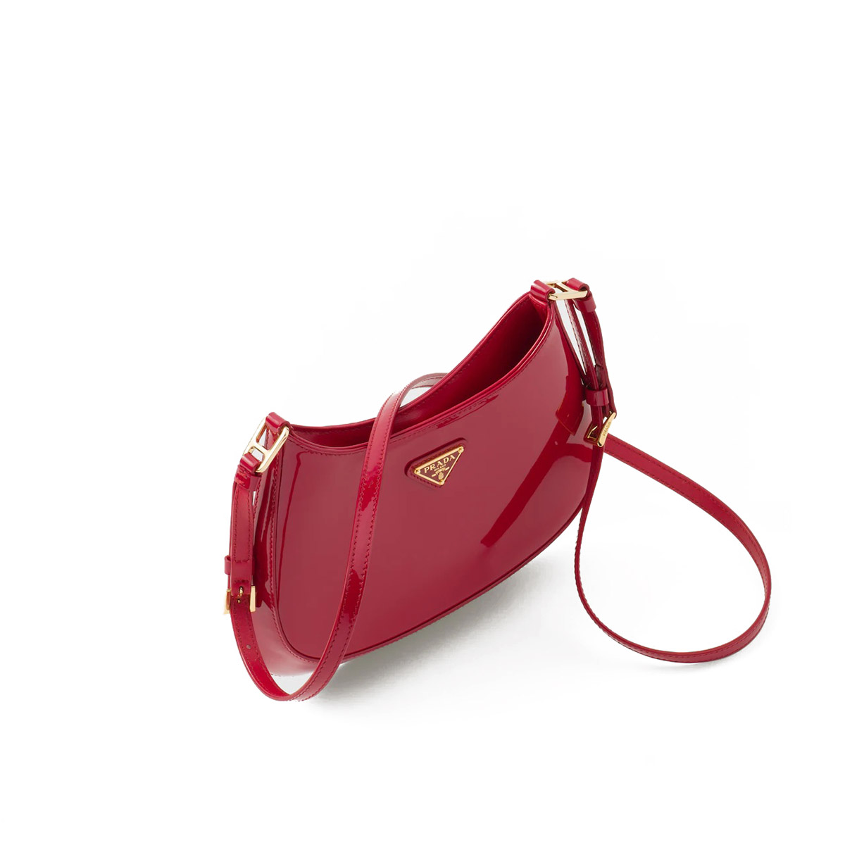 Prada Cleo Patent Leather Shoulder Bag - Cherry Red