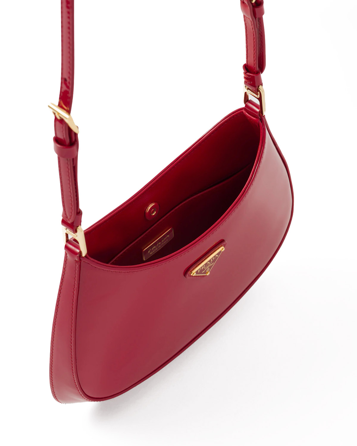 Prada Cleo Patent Leather Shoulder Bag - Cherry Red