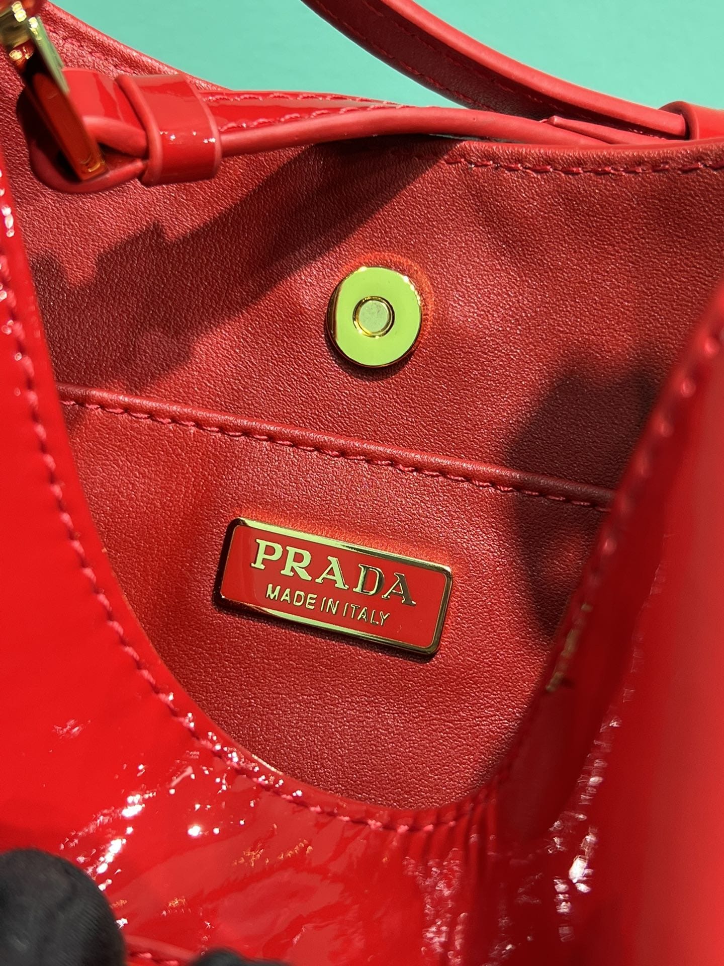 Prada Cleo Patent Leather Shoulder Bag - Cherry Red