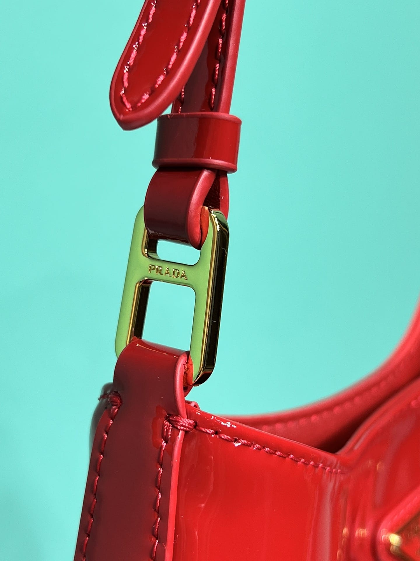 Prada Cleo Patent Leather Shoulder Bag - Cherry Red