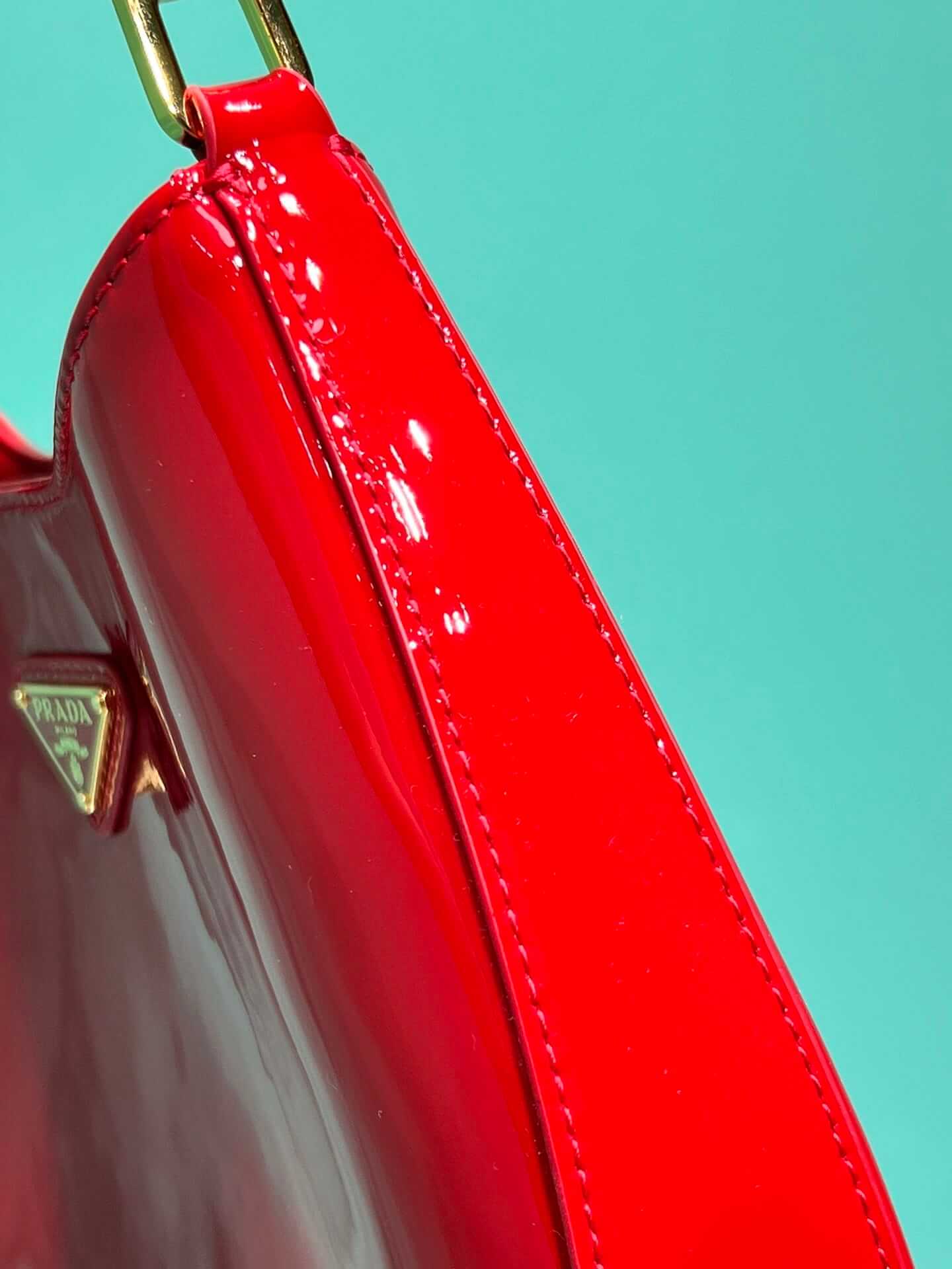 Prada Cleo Patent Leather Shoulder Bag - Cherry Red