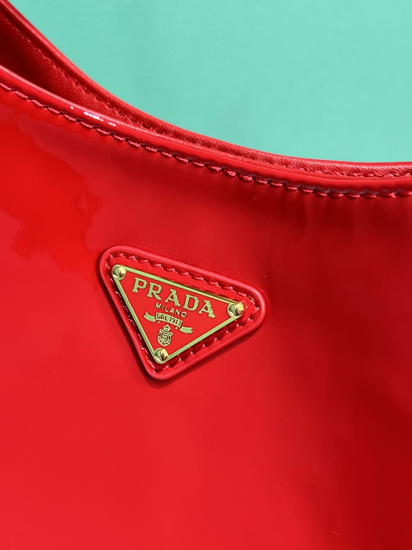 Prada Cleo Patent Leather Shoulder Bag - Cherry Red