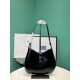 Prada Cleo Leather Shoulder Bag with Clasp Closure - Black