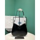 Prada Cleo Leather Shoulder Bag with Clasp Closure - Black