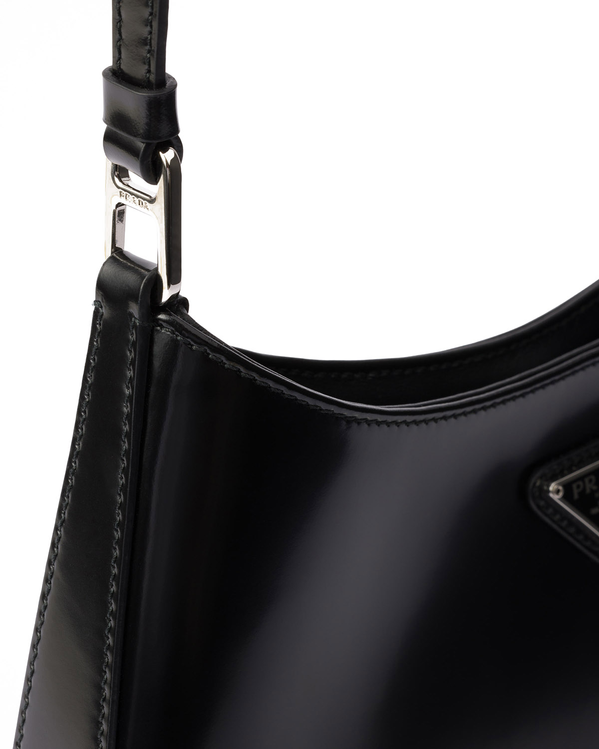 Prada Cleo Leather Shoulder Bag - Black