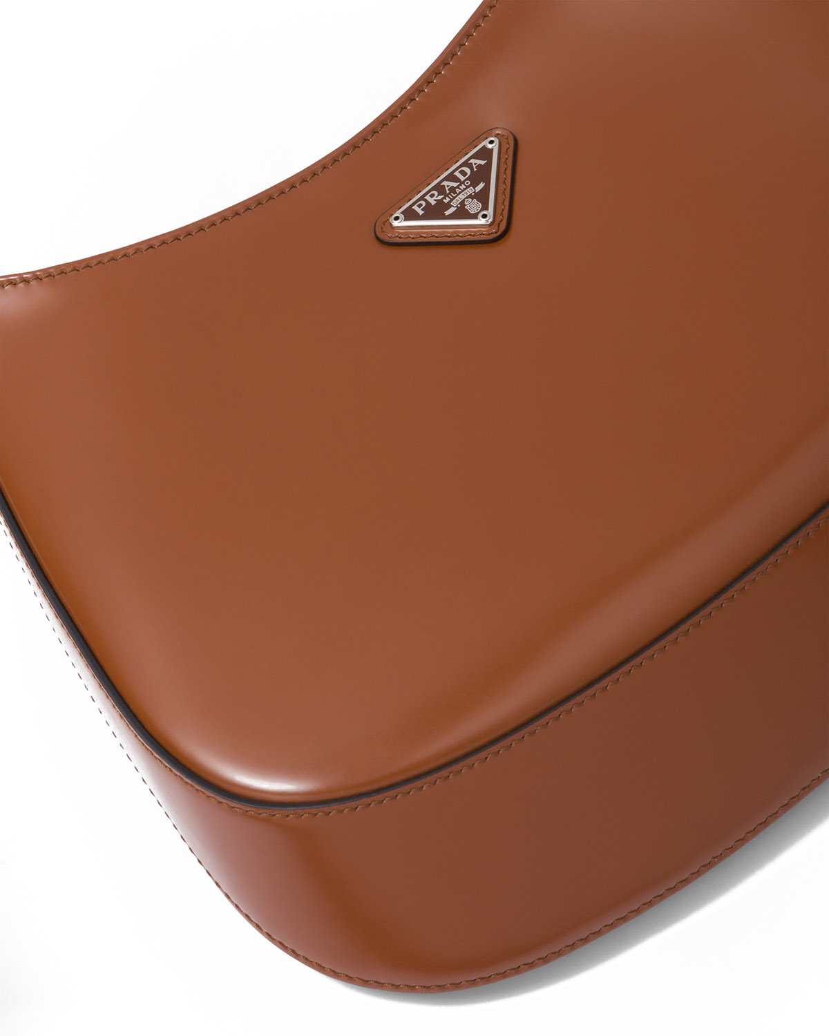 Prada Cleo Leather Shoulder Bag - Cognac