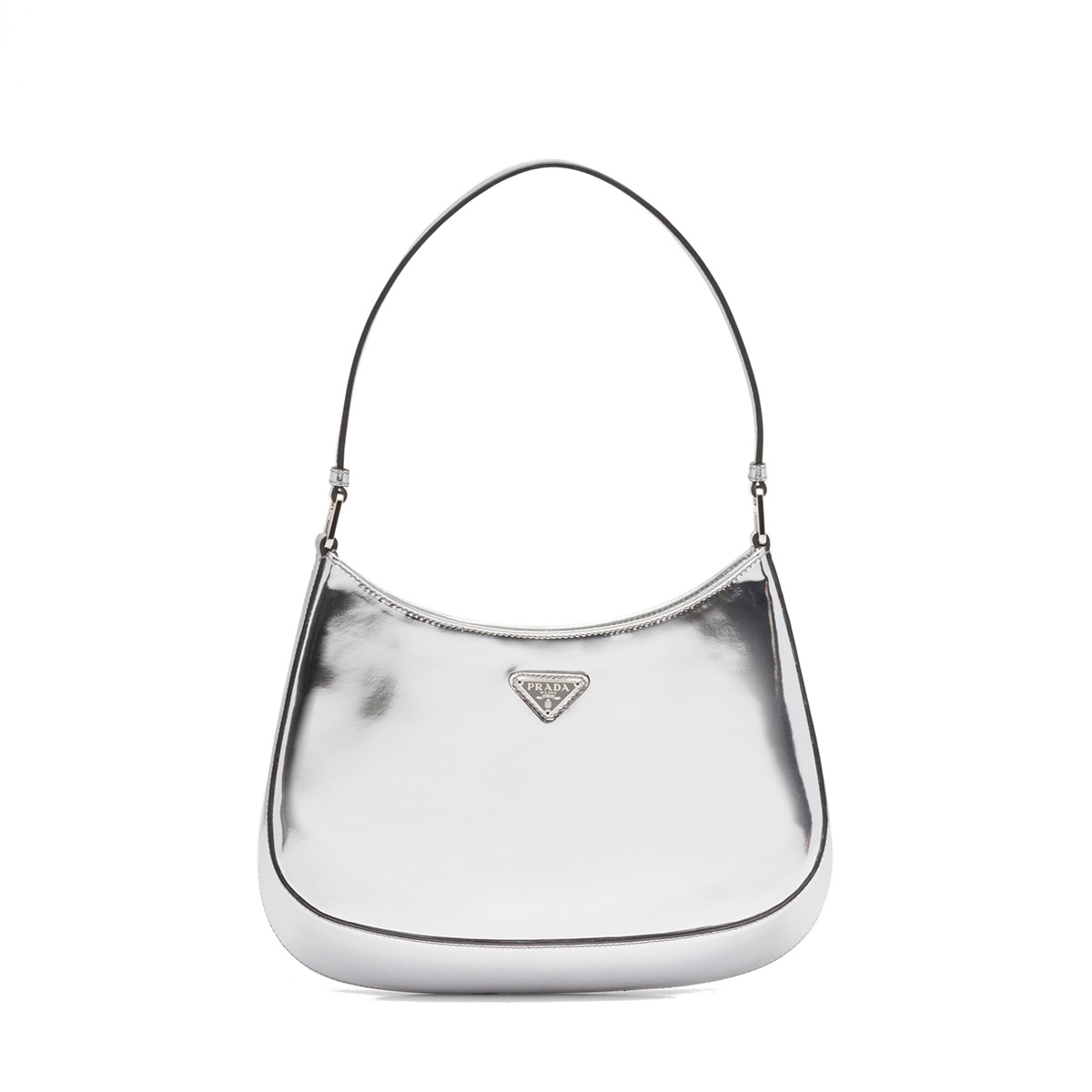 Prada Cleo Leather Shoulder Bag - Silver