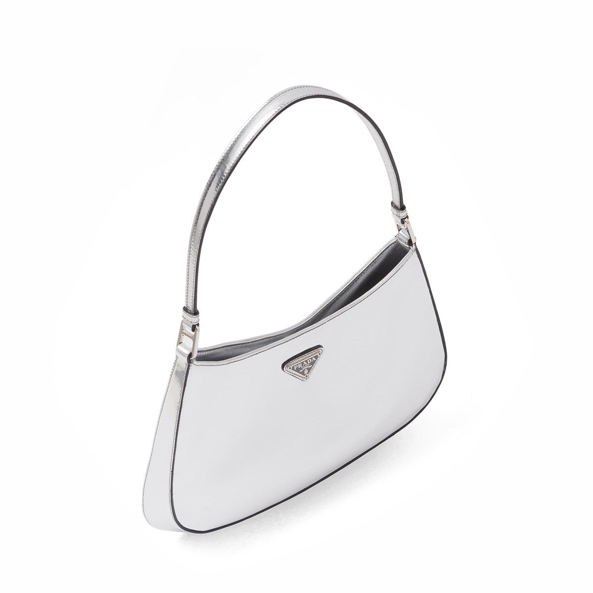 Prada Cleo Leather Shoulder Bag - Silver