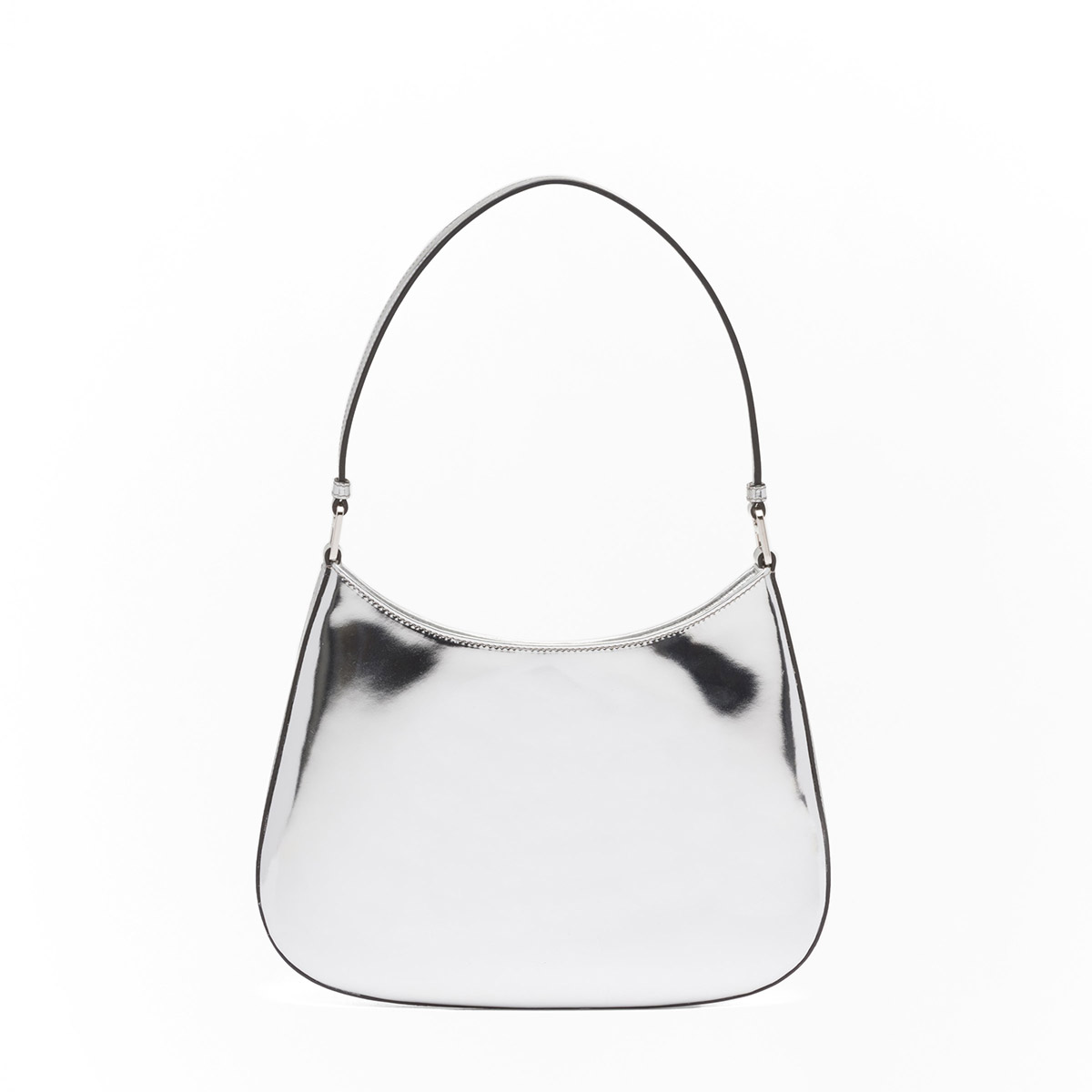 Prada Cleo Leather Shoulder Bag - Silver