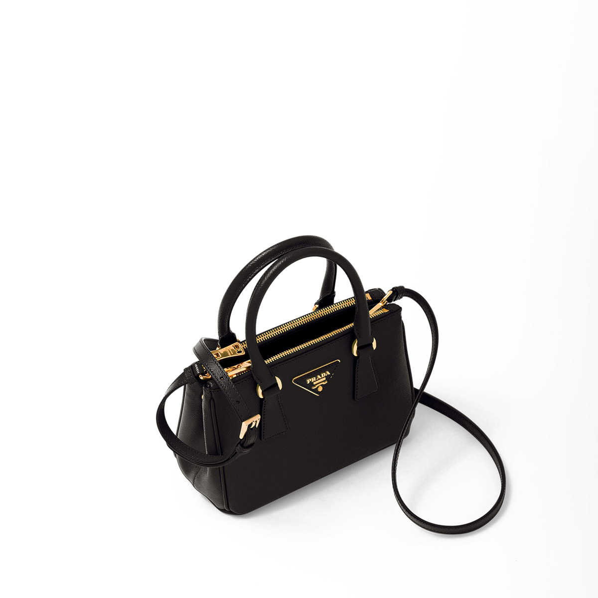 Prada Galleria Mini Saffiano Leather Bag - Black