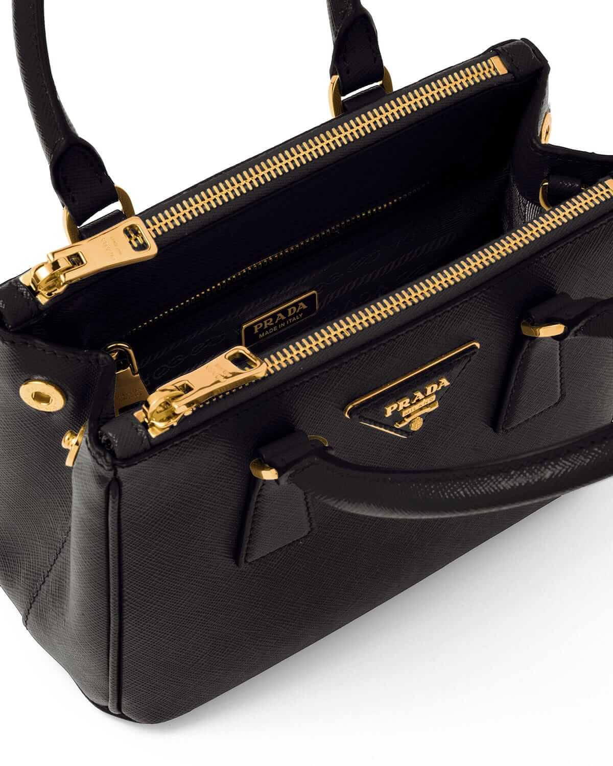 Prada Galleria Mini Saffiano Leather Bag - Black