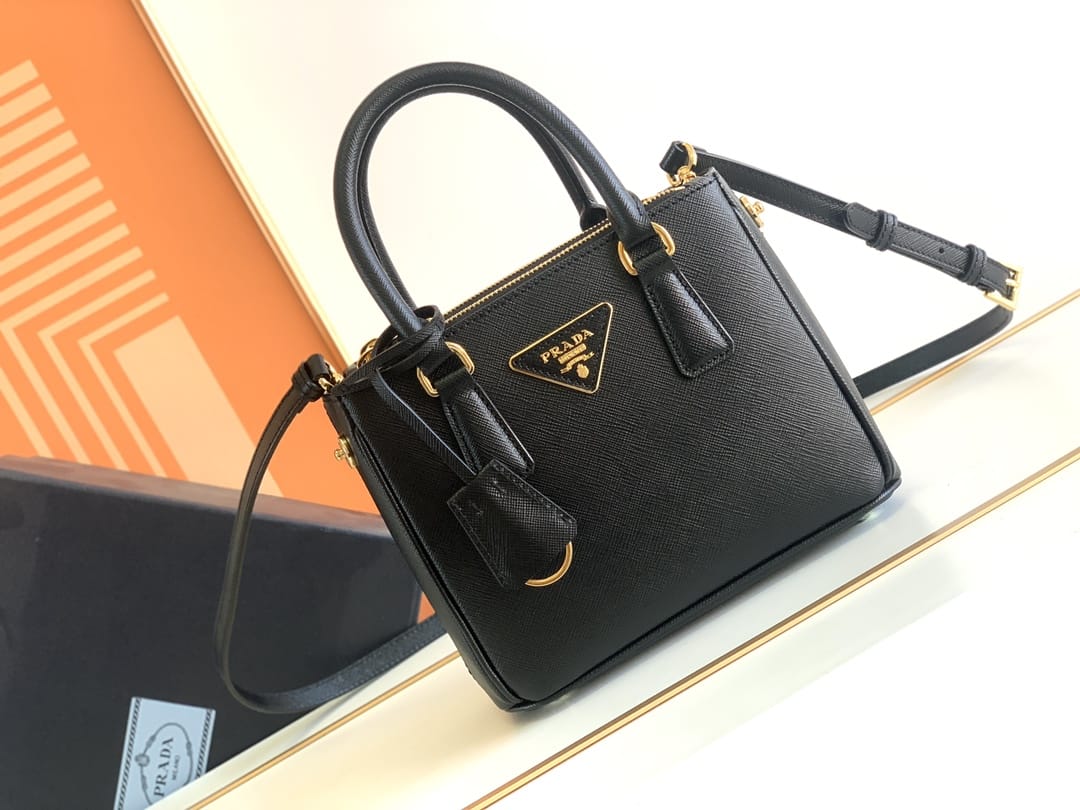 Prada Galleria Mini Saffiano Leather Bag - Black