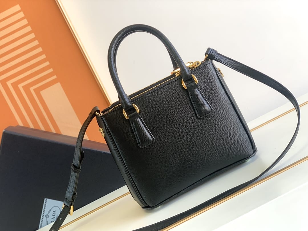 Prada Galleria Mini Saffiano Leather Bag - Black