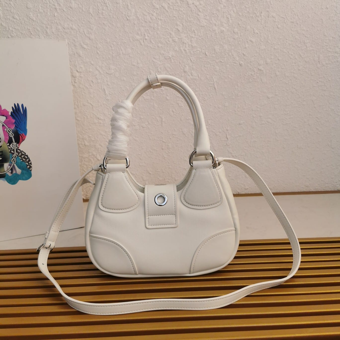 Prada Moon Padded Nappa Leather Bag - White