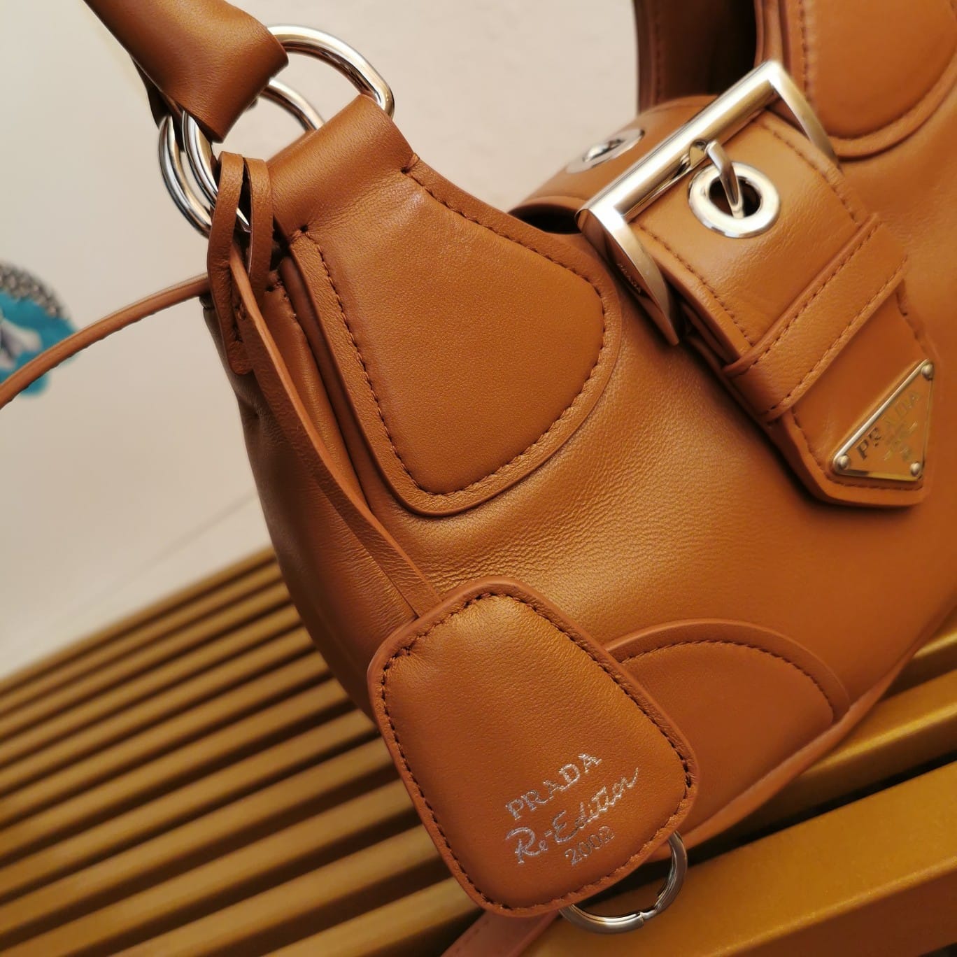 Prada Moon Padded Nappa Leather Bag - Caramel