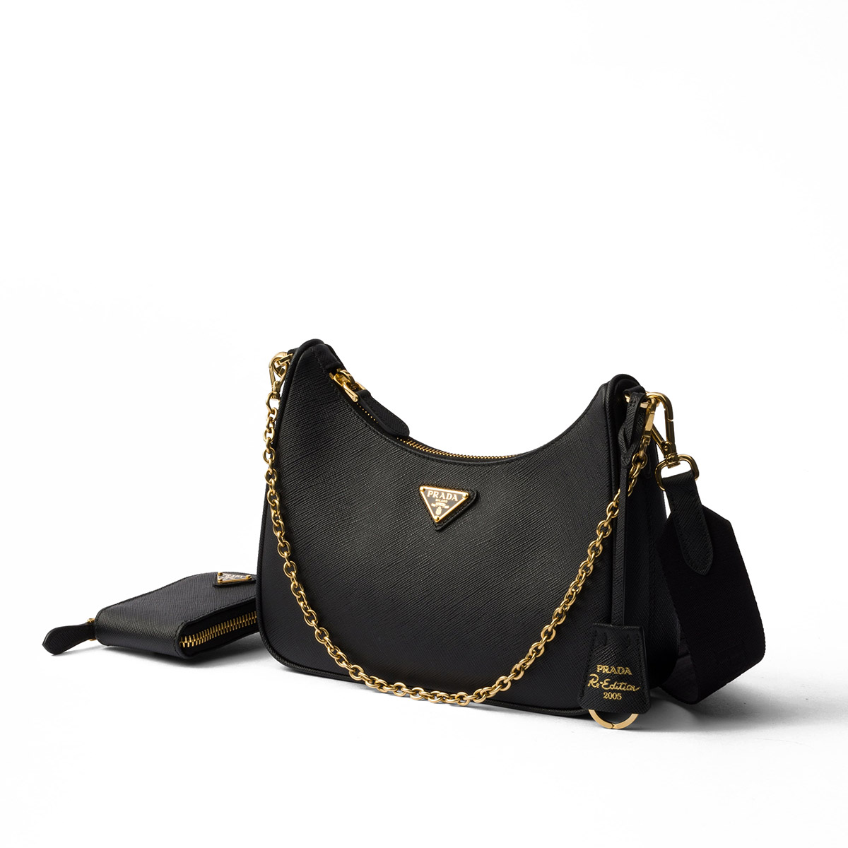 Prada Re-Edition 2005 Saffiano Leather Shoulder Bag - Black