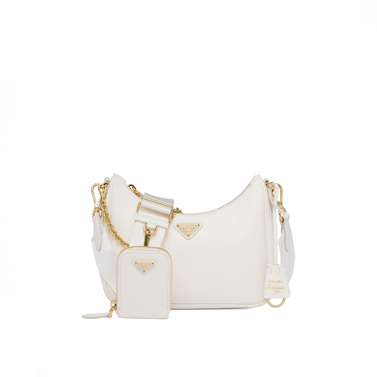 Prada Re-Edition 2005 Saffiano Leather Shoulder Bag - White