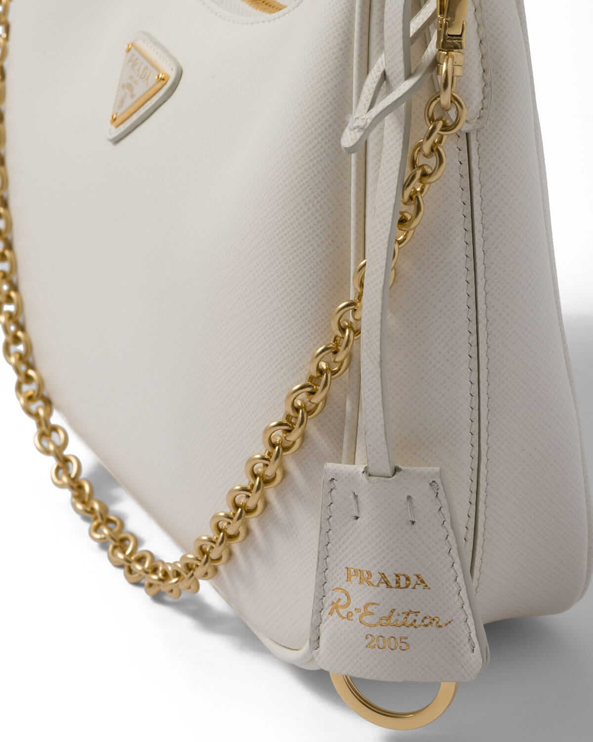 Prada Re-Edition 2005 Saffiano Leather Shoulder Bag - White