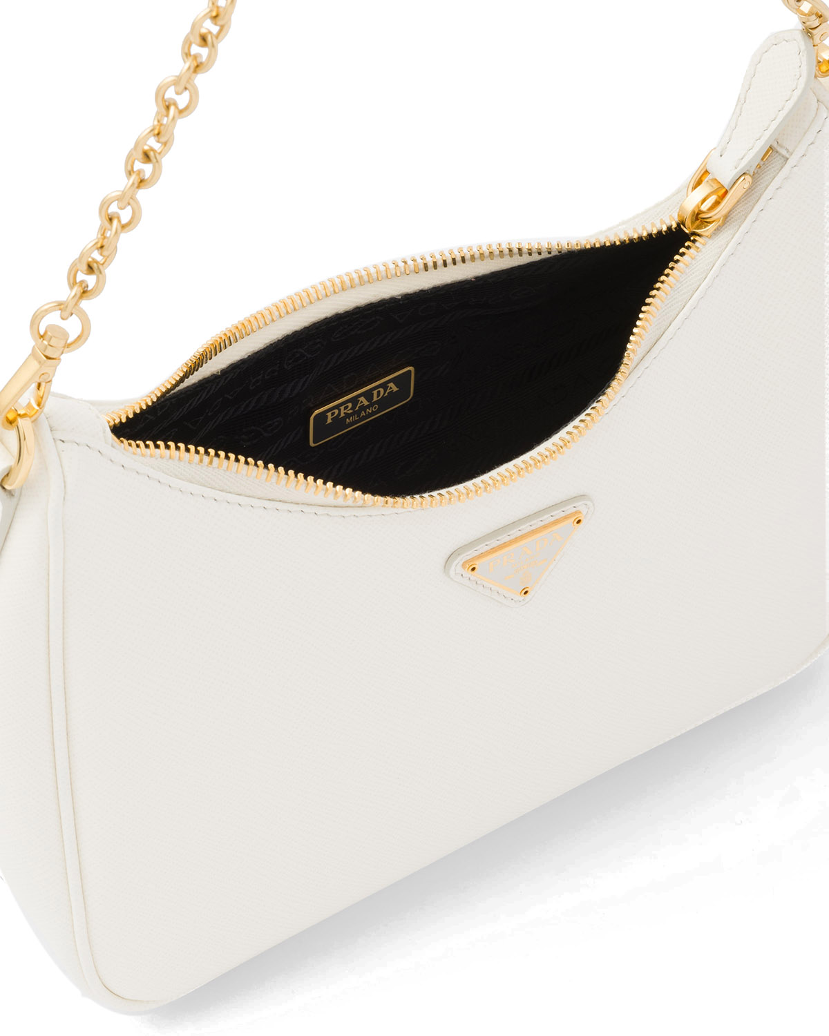 Prada Re-Edition 2005 Saffiano Leather Shoulder Bag - White