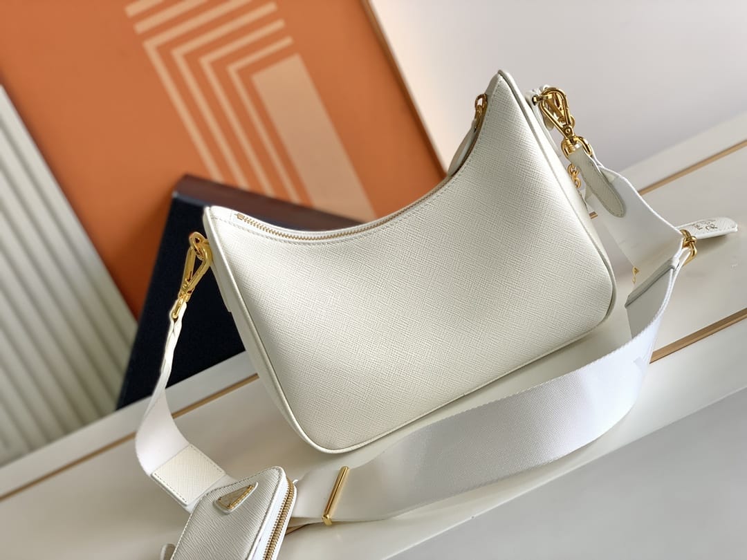 Prada Re-Edition 2005 Saffiano Leather Shoulder Bag - White