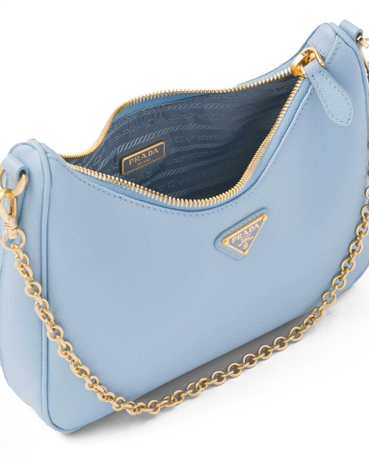 Prada Re-Edition 2005 Saffiano Leather Shoulder Bag - Pale Blue