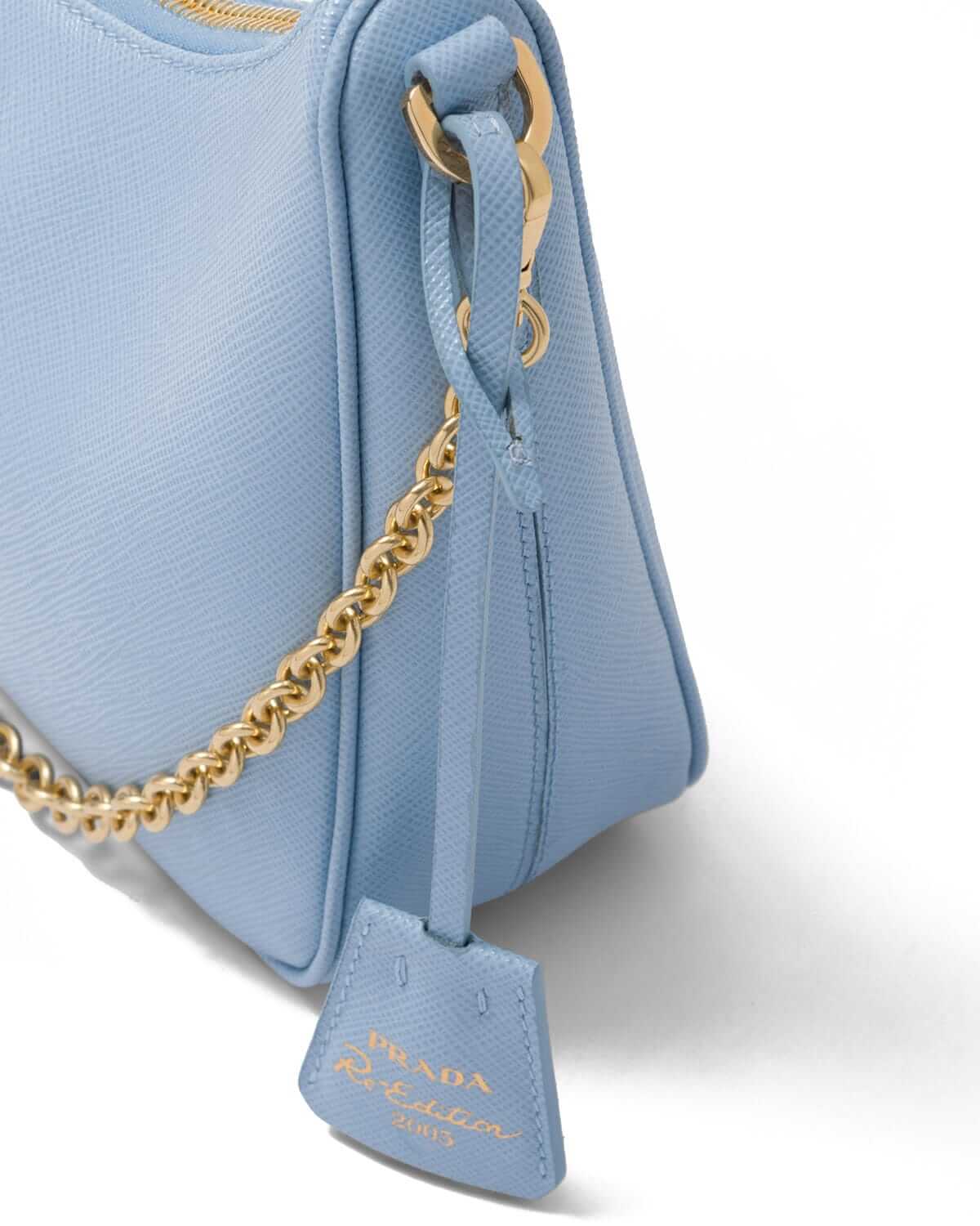 Prada Re-Edition 2005 Saffiano Leather Shoulder Bag - Pale Blue