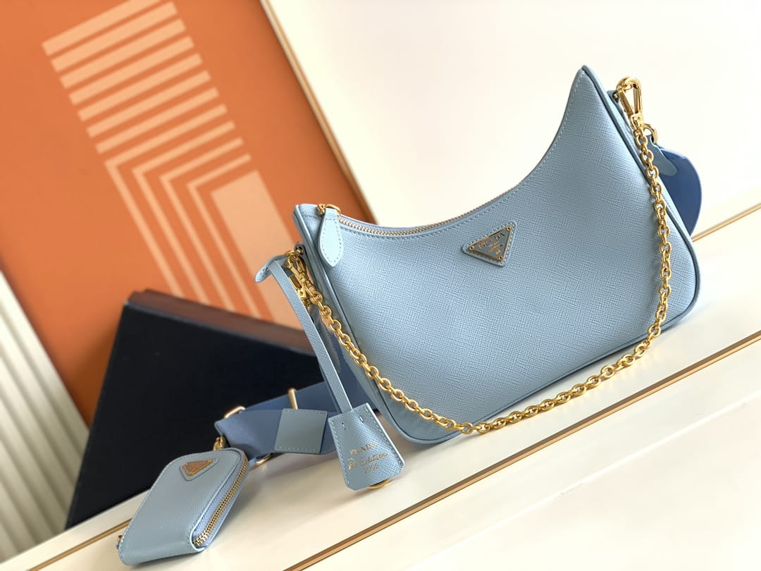 Prada Re-Edition 2005 Saffiano Leather Shoulder Bag - Pale Blue