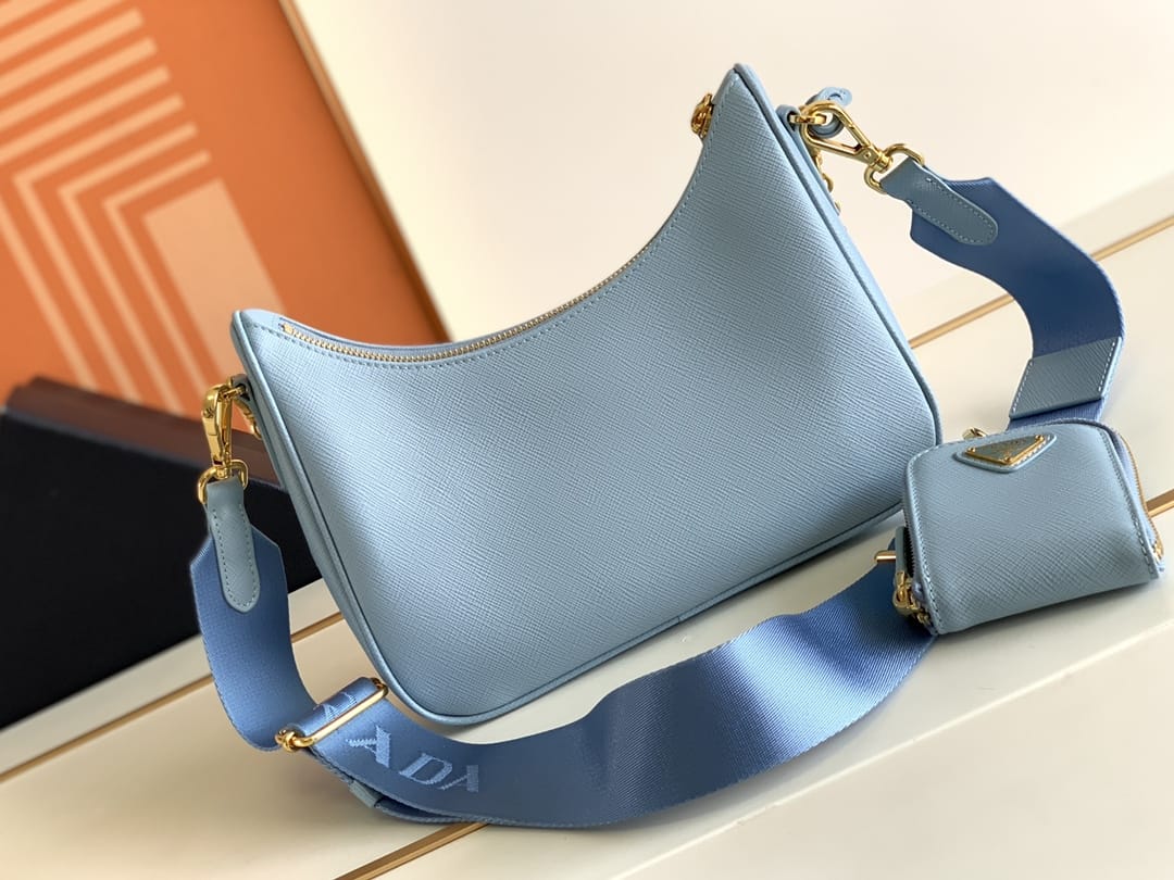 Prada Re-Edition 2005 Saffiano Leather Shoulder Bag - Pale Blue