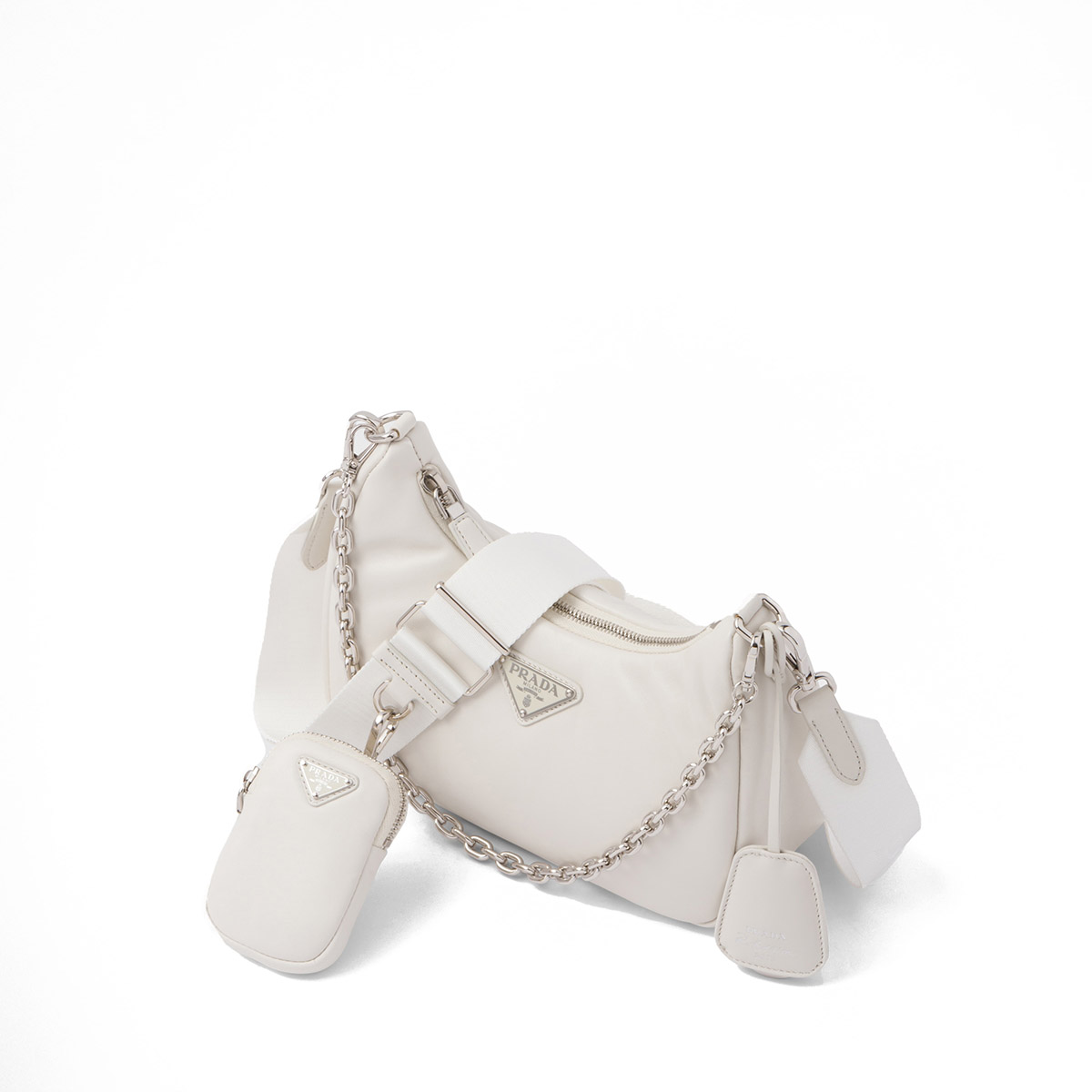 Prada Re-Edition 2005 Padded Nappa Leather Shoulder Bag - White