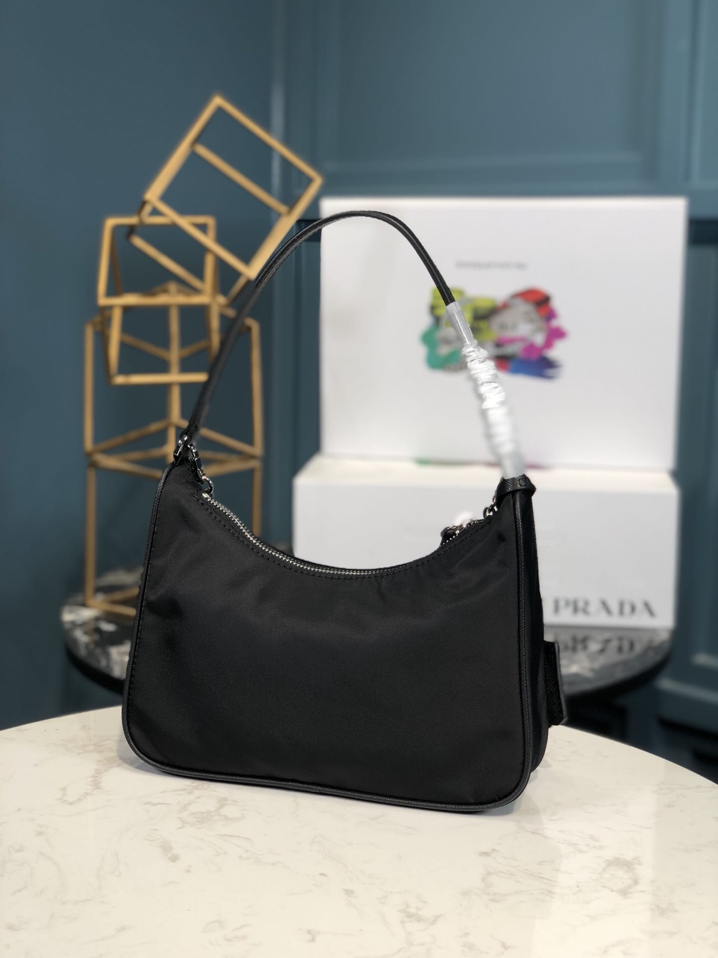 Prada Re-Edition 2005 Re-Nylon and Saffiano Shoulder Bag - Black