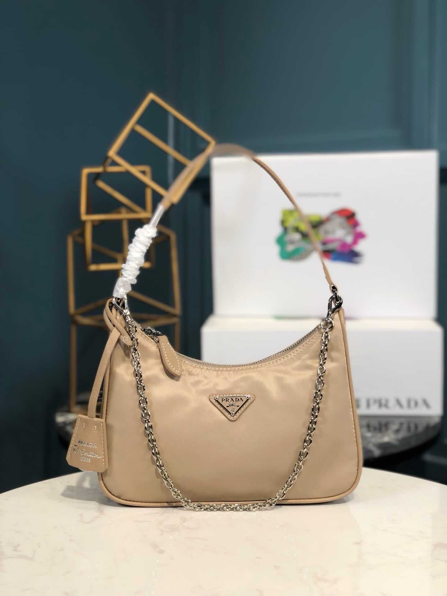 Prada Re-Edition 2005 Re-Nylon and Saffiano Shoulder Bag - Desert Beige