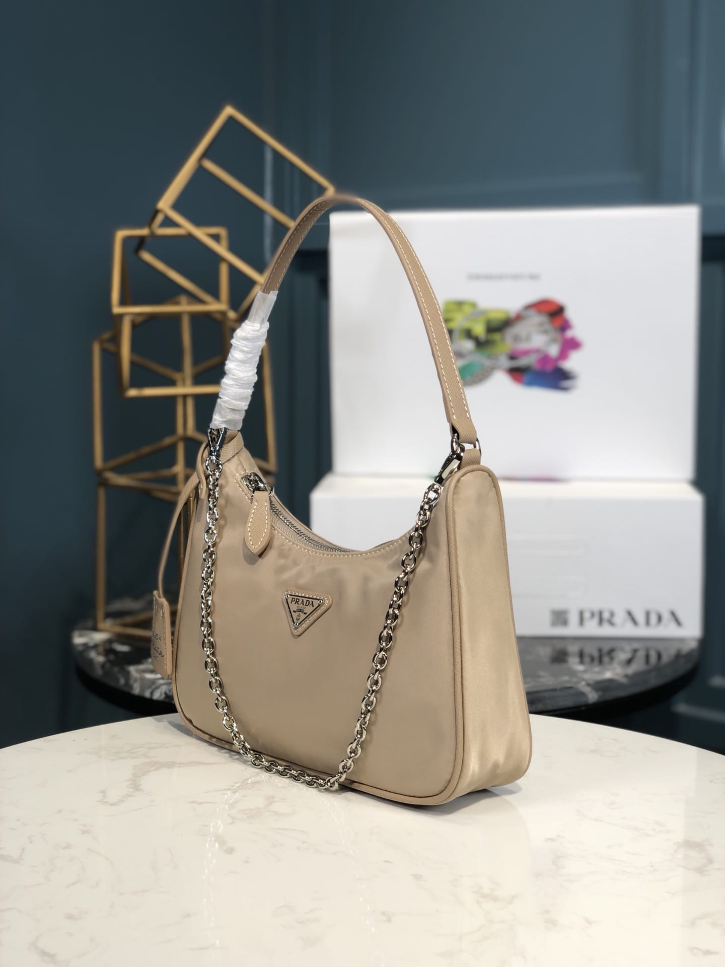 Prada Re-Edition 2005 Re-Nylon and Saffiano Shoulder Bag - Desert Beige