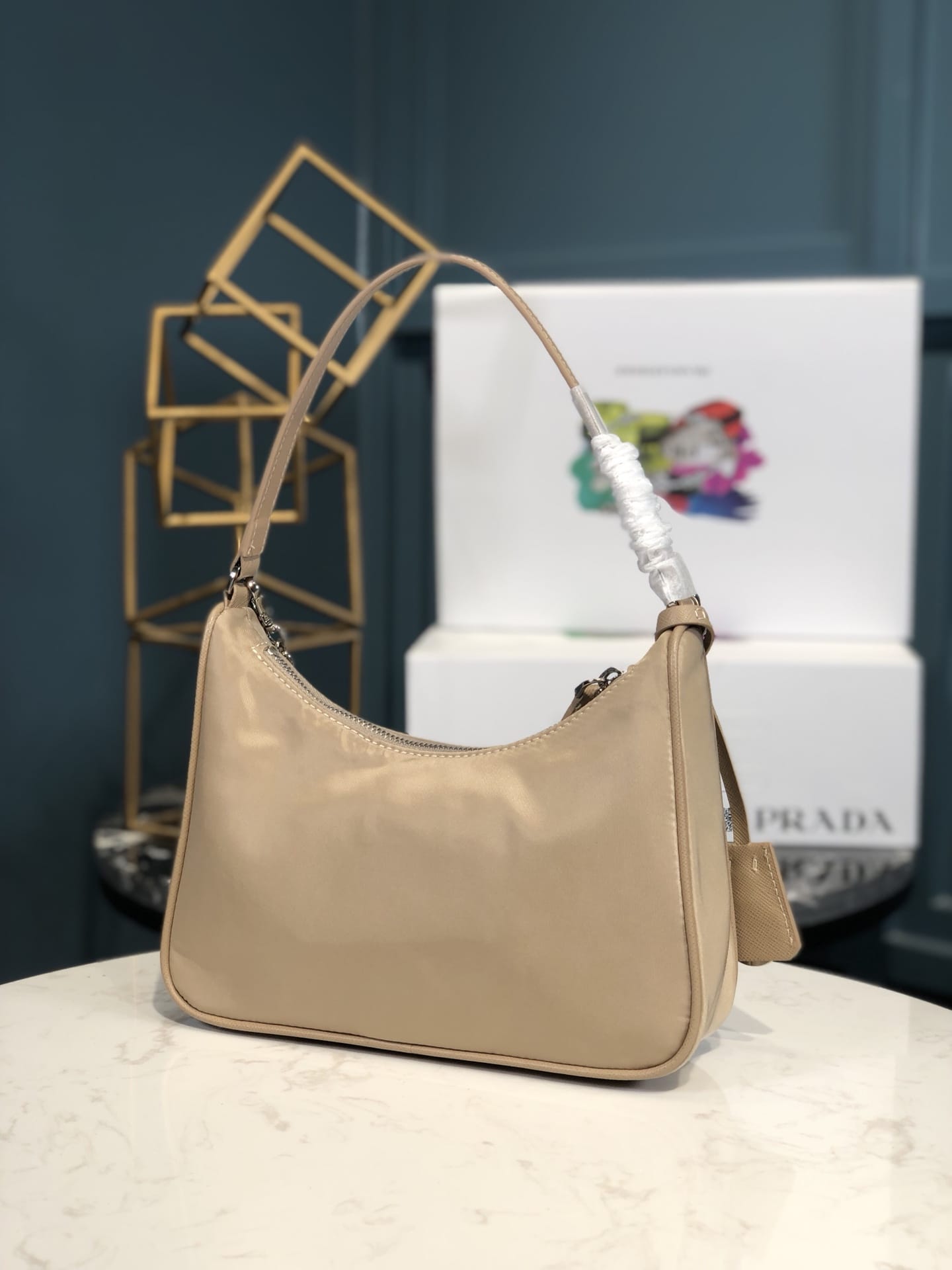 Prada Re-Edition 2005 Re-Nylon and Saffiano Shoulder Bag - Desert Beige