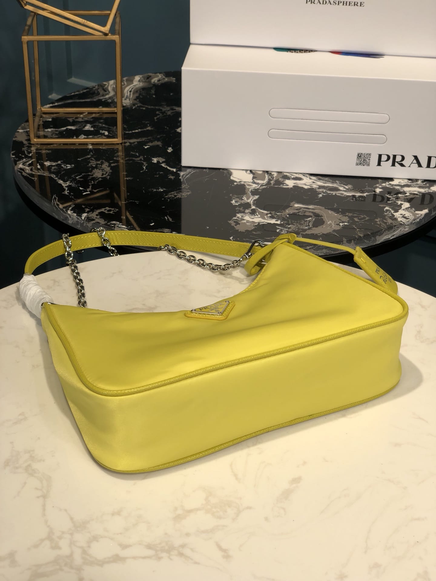 Prada Re-Edition 2005 Re-Nylon and Saffiano Shoulder Bag - Citron Yellow