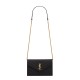 Saint Laurent Cassandre Envelope Chain Wallet In Grain De Poudre Leather - Black & Gold