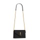 Saint Laurent Cassandre Envelope Chain Wallet In Grain De Poudre Leather - Black & Gold