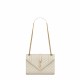 Saint Laurent Envelope Medium Shoulder Bag In Quilted Grain De Poudre Embossed Leather - White & Gold