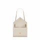 Saint Laurent Envelope Medium Shoulder Bag In Quilted Grain De Poudre Embossed Leather - White & Gold