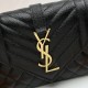 Saint Laurent Envelope Small Shoulder Bag In Quilted Grain De Poudre Embossed Leather - Black & Gold