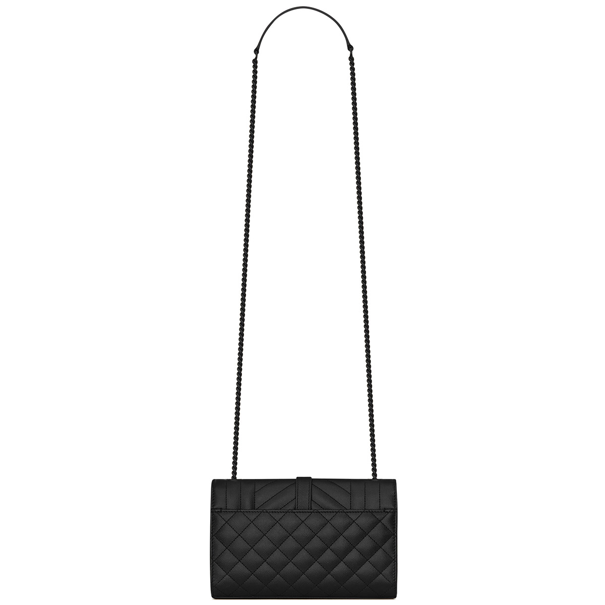 Saint Laurent Envelope Small Shoulder Bag In Quilted Grain De Poudre Embossed Leather - So Black